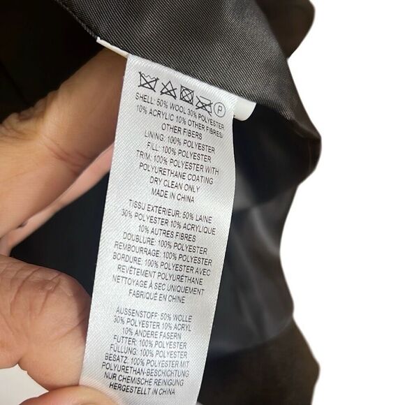 French Connection Wing Collar Asymetrical Zip Wool Blend Coat Green Small - Picture 7 of 8